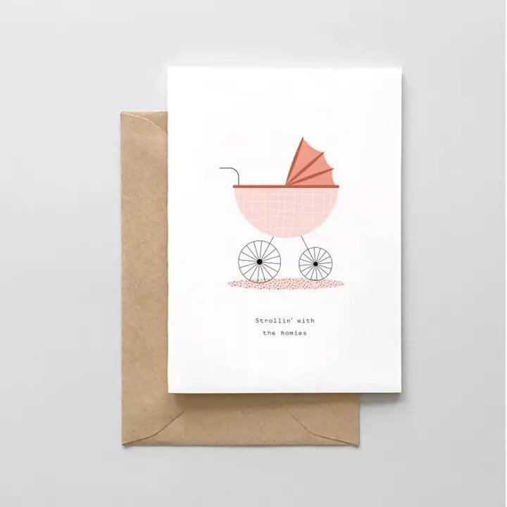 Strollin with the Homies Baby Card