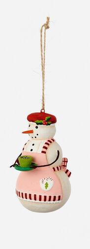 Snowwoman Ornament With Hot Cocoa