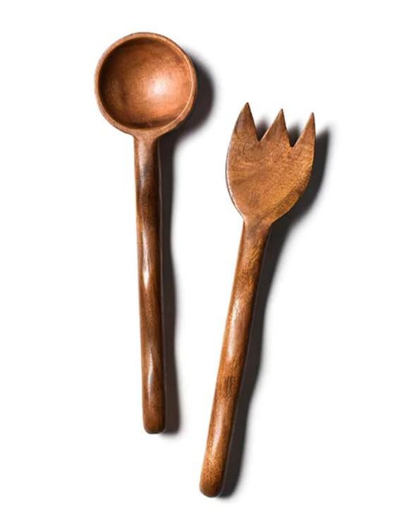 Hand Carved Wooden Serving Utensil Set