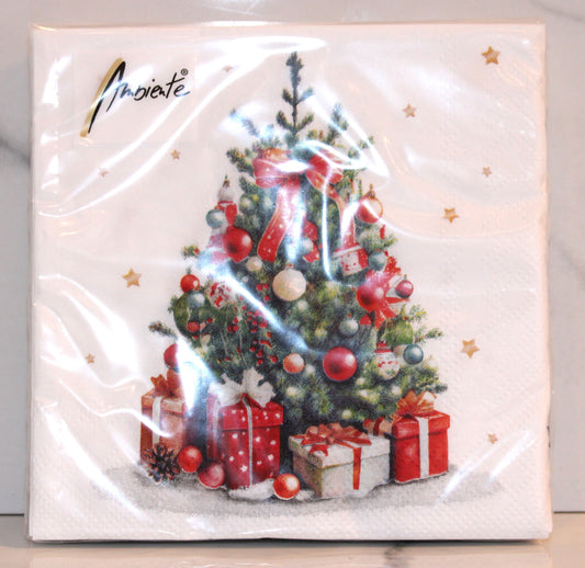 Decorated Christmas Tree Cocktail Napkins