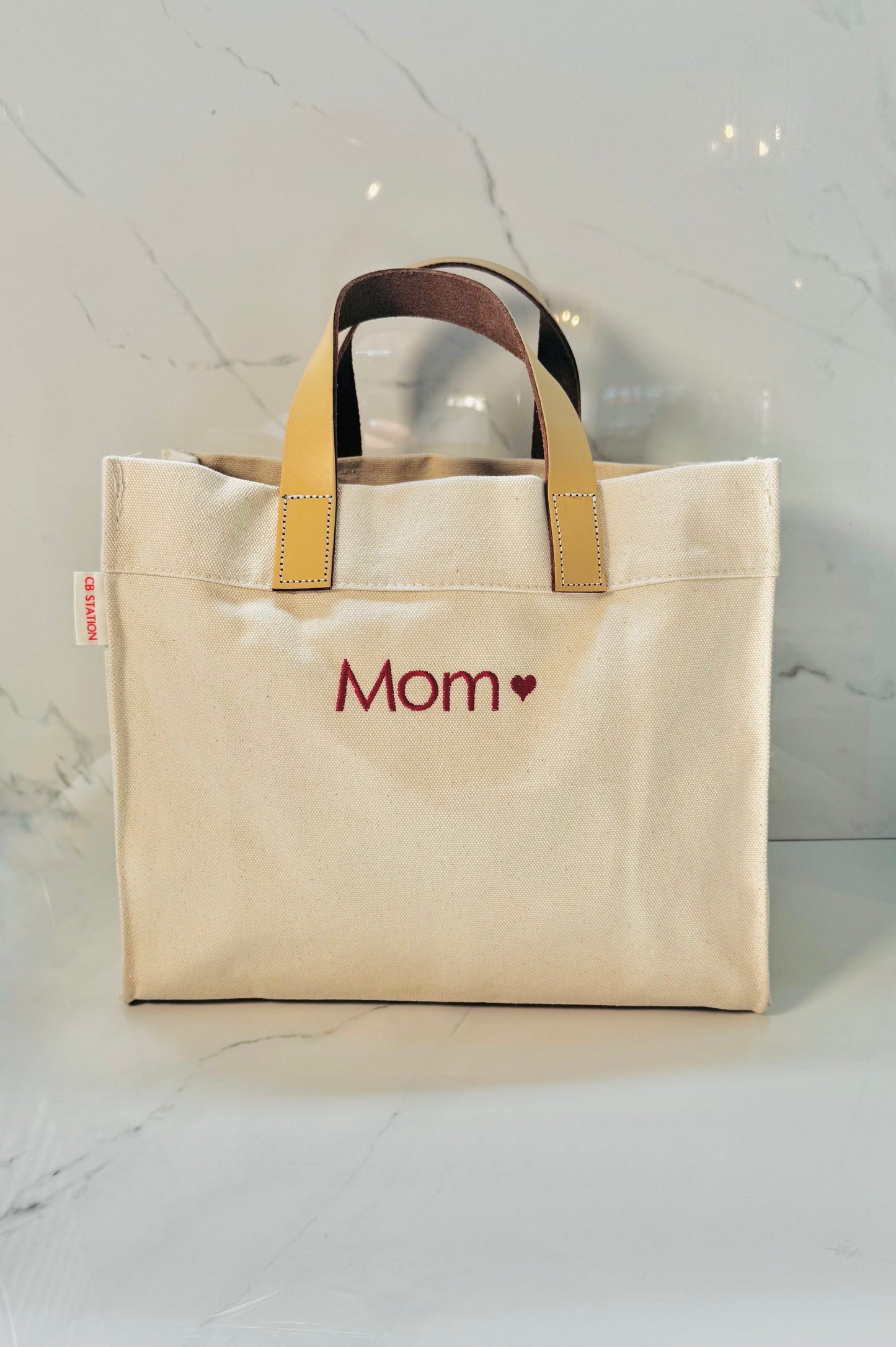 Mom Embroidered Natural Tote