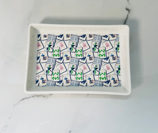 Blue Mahjong Ceramic Tray