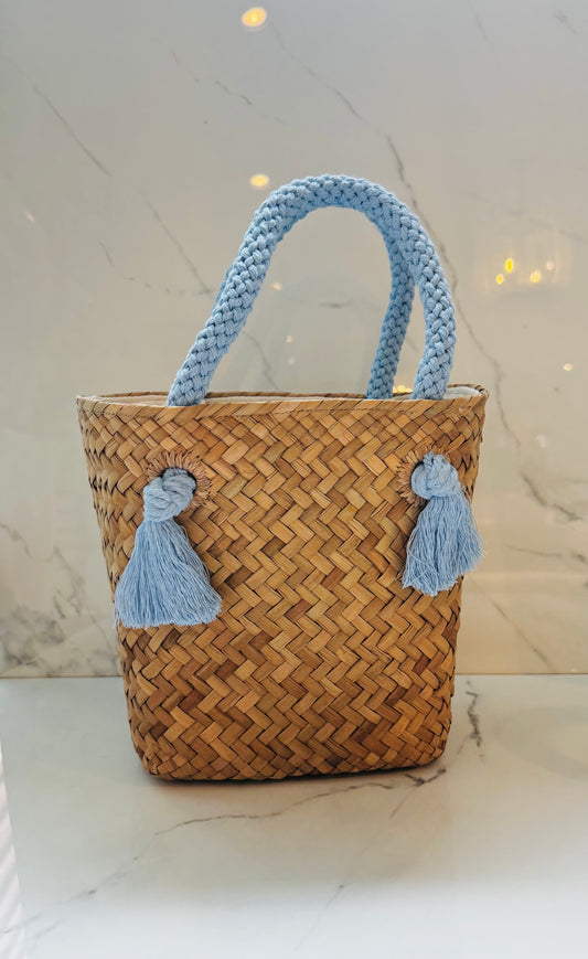 Powder Blue Straw Tote
