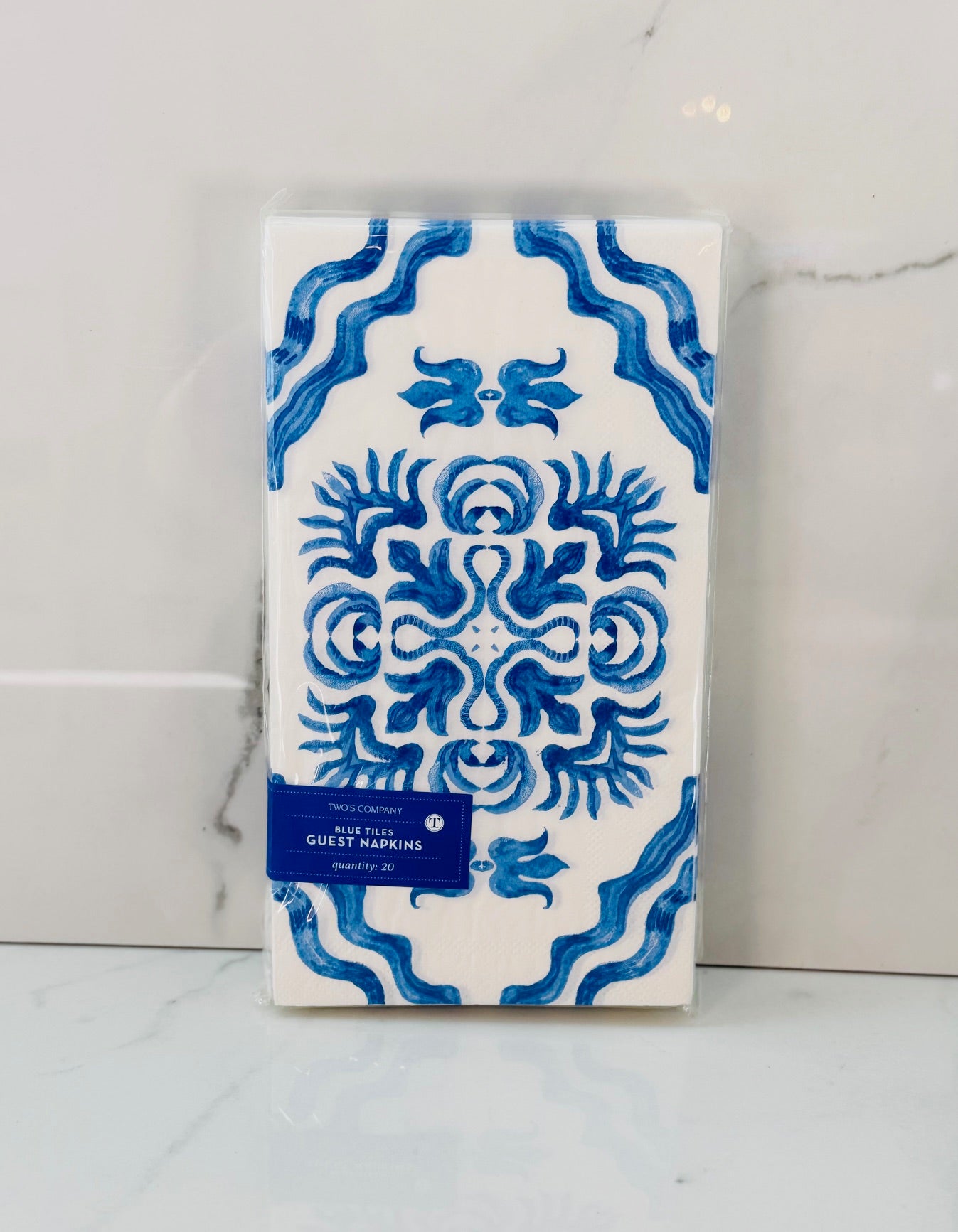 Blue and White Block Print Guest Towel
