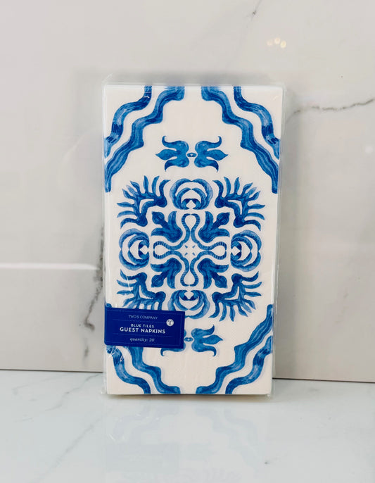 Blue and White Block Print Guest Towel