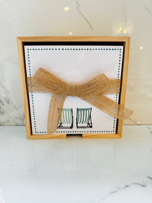 Beach Chairs Notepad with Wooden Tray