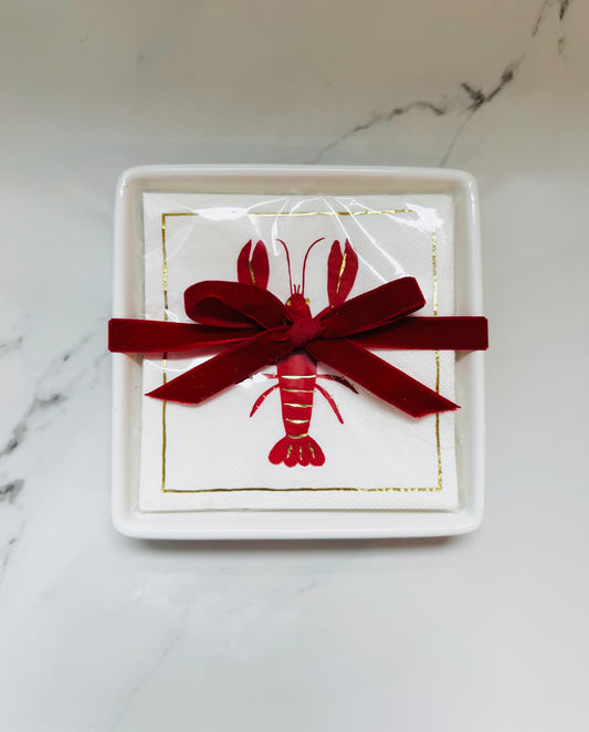 Lobster Napkins + Ceramic Napkin Tray