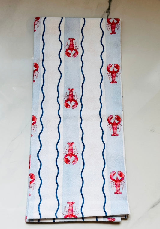 Lobster Striped Hand Towel