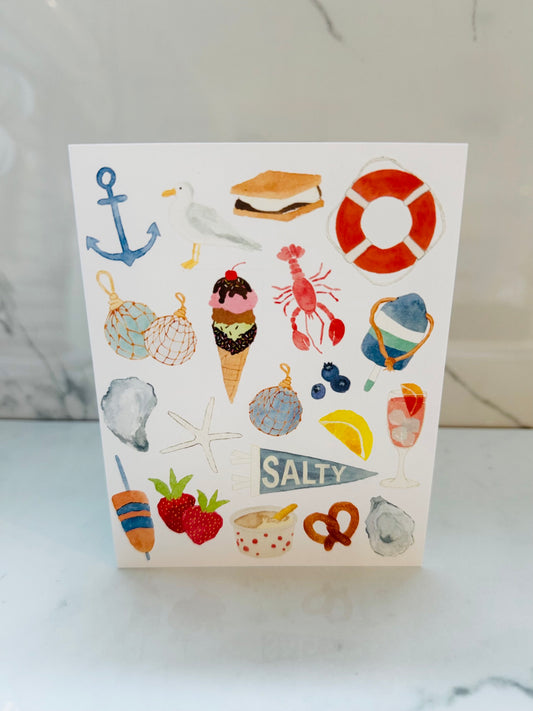 New England Summer Icons Greeting Card