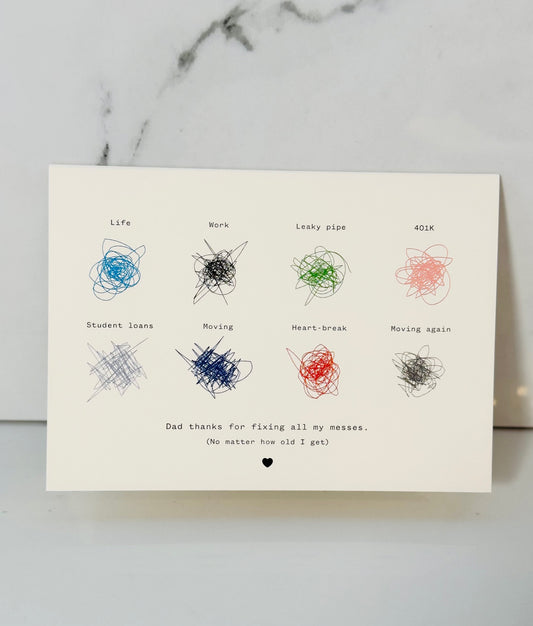 Dad Thank You For Fixing All My Messes Card