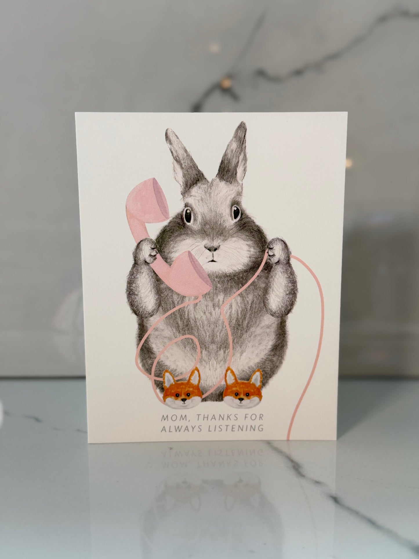 Bunny in Fox Slippers Mother's Day Card