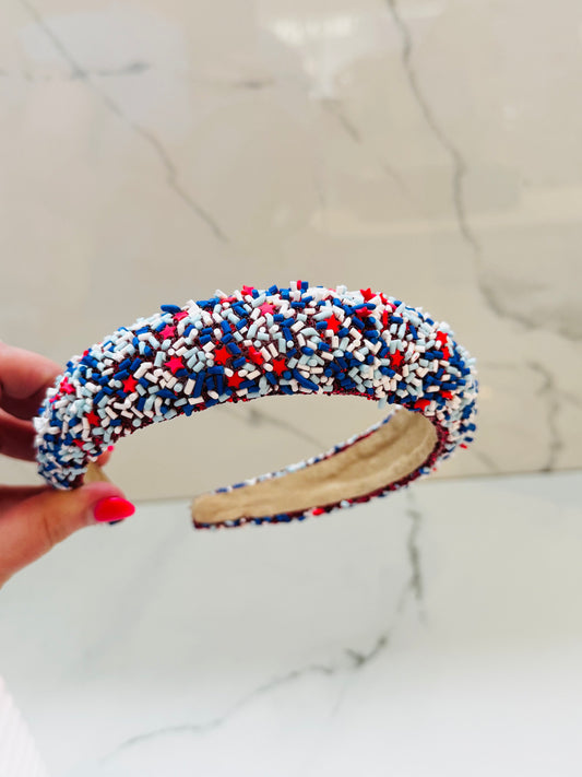 Blue, White and Red Sprinkle Headband