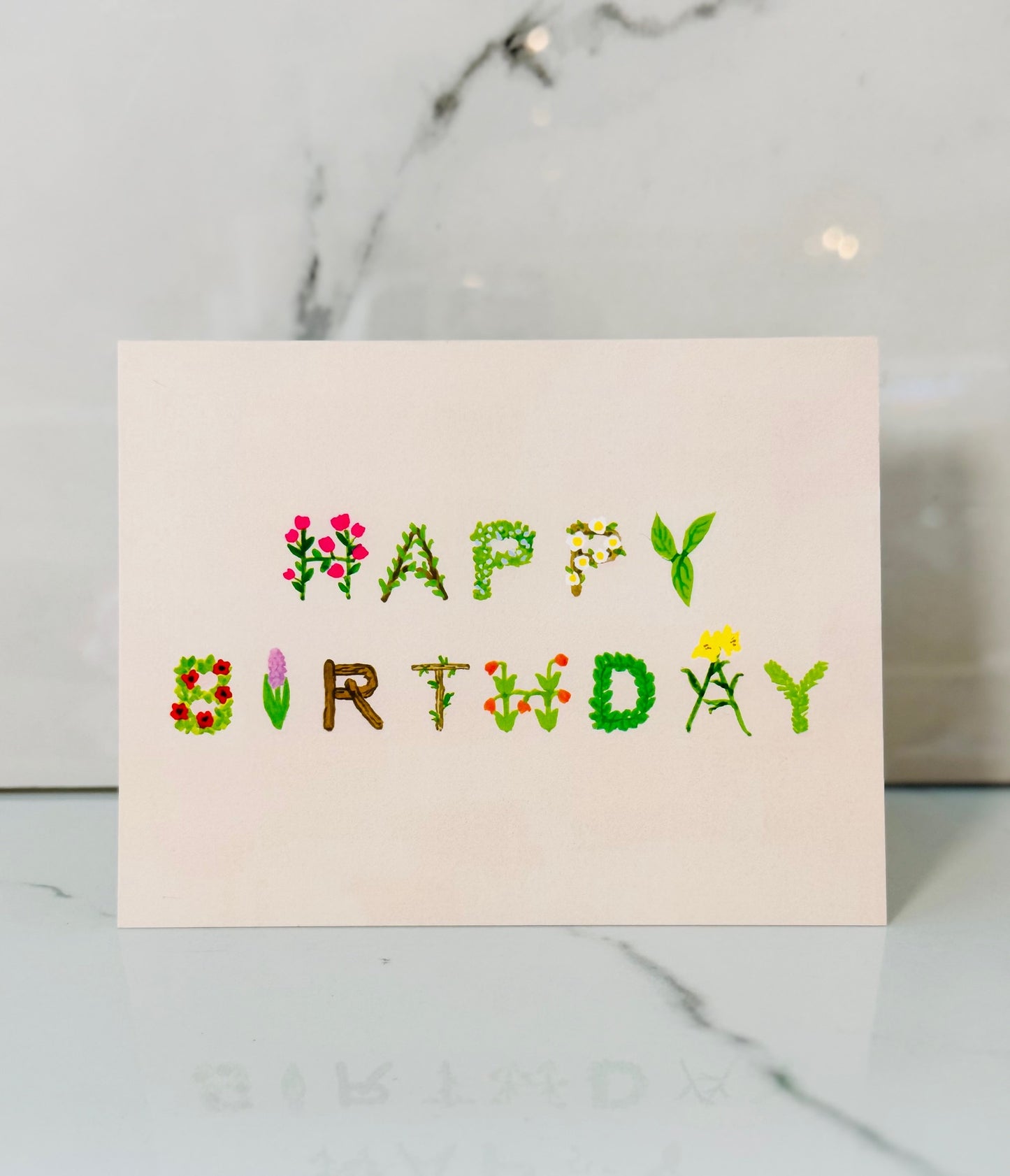 Happy Birthday Natural Flowers Card