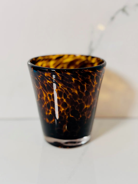 Tortoise Print Double Old Fashion Glass