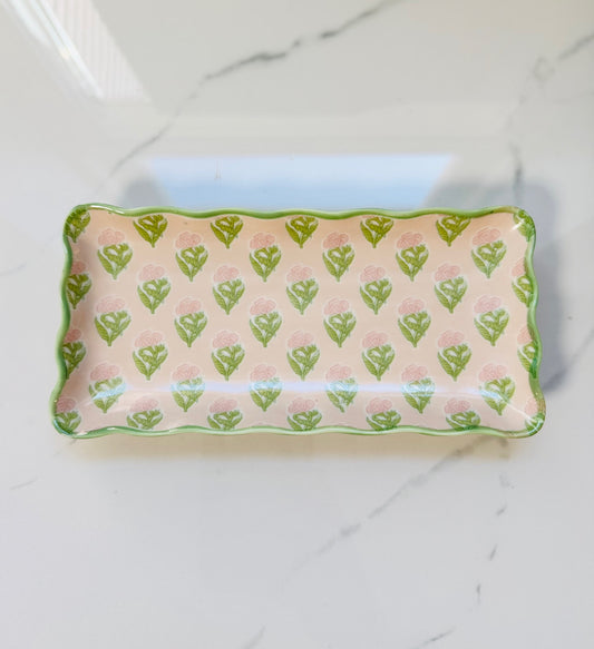 Pink Background, Pink Flower Trinket Dish