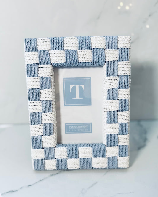 4x6 White and Blue Small Checkered Frame