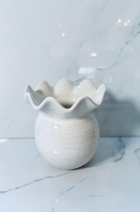 White Ruffle Vase