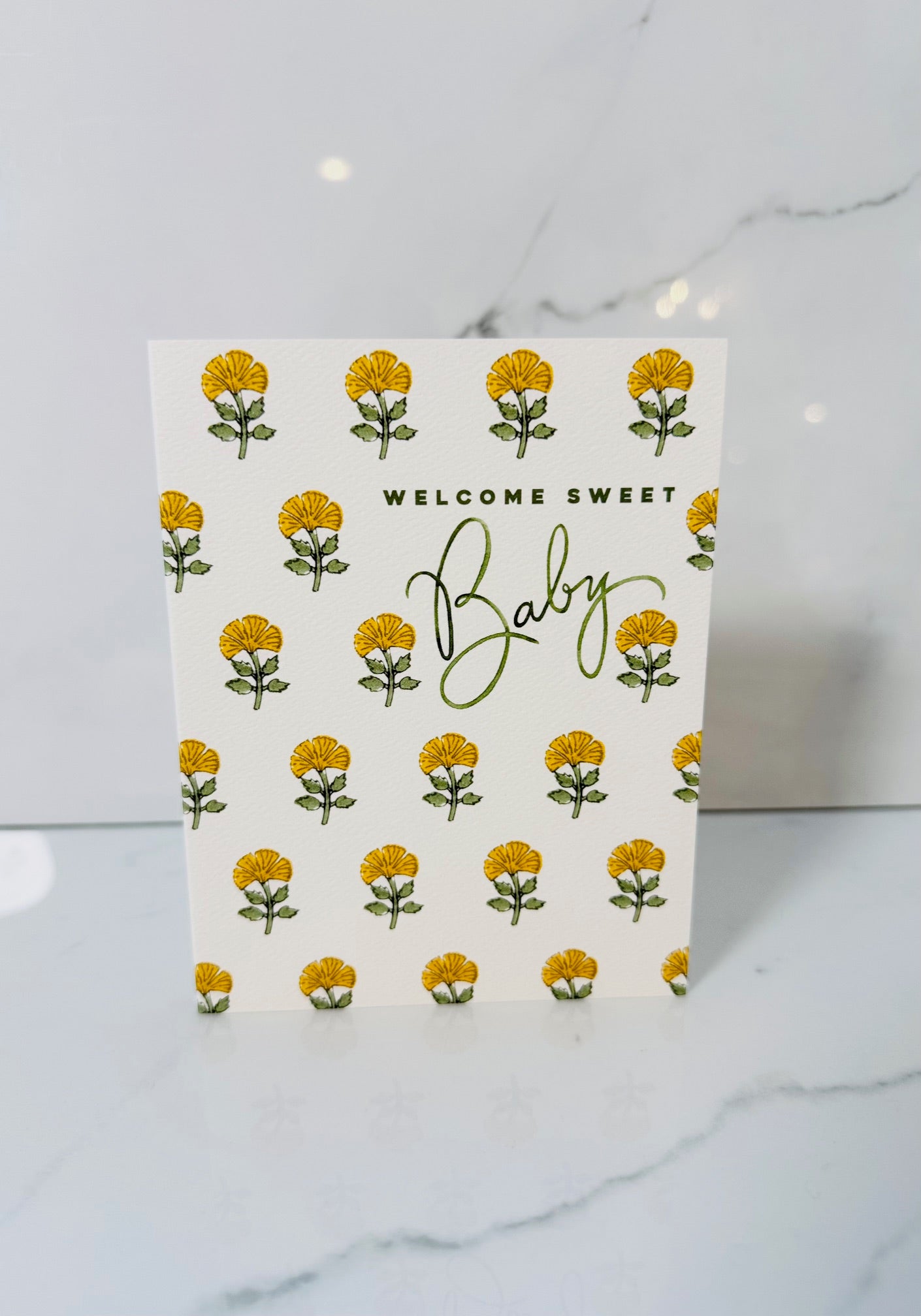 Yellow Floral Baby Card