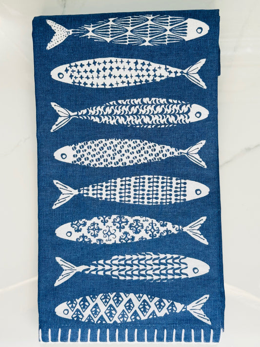 Blue and White Fish Dish Towel