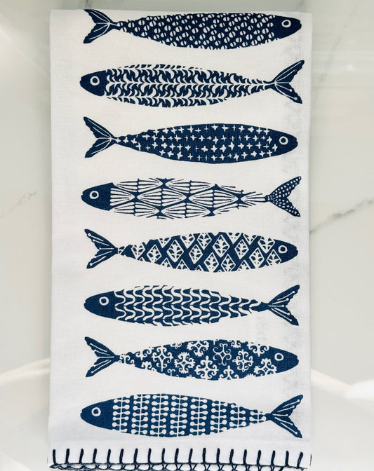White and Blue Dish Towel