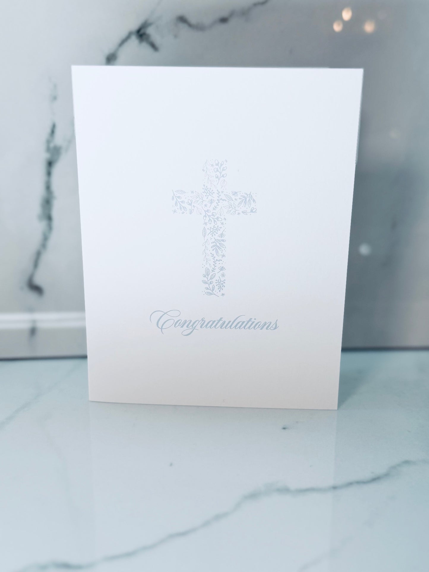 Blue Botanical Cross Greeting Card