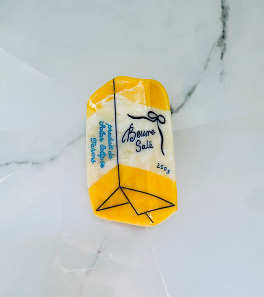 Hand Painted French Butter Hair Clip