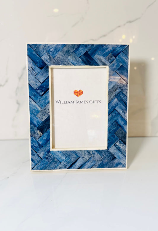5x7 Blue Chevron Photo Frame