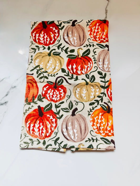 Fall Colors Pumpkin on Vines Hand Towel