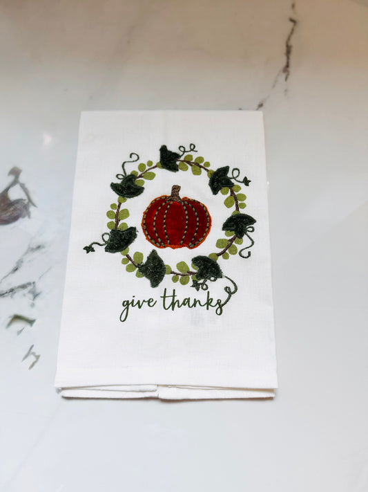 Give Thanks Velvet Wreath Towel