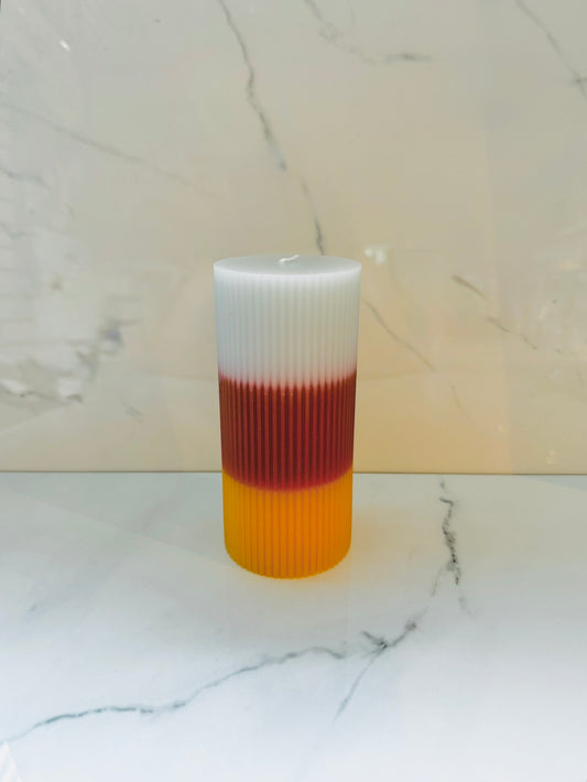 Candy Corn Pillar Candle - Large