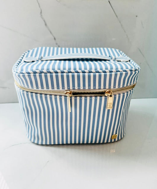 Luxe Vanity Train Case - Pimlico Stripe Chambray