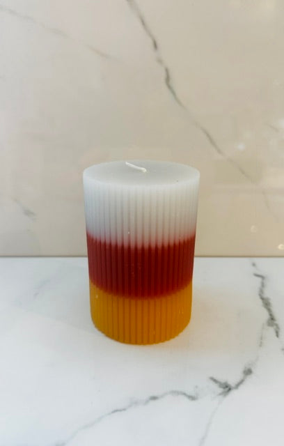 Candy Corn Pillar Candle - Small