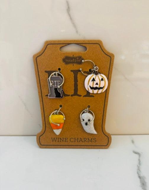 Pink Halloween Wine Charm Set
