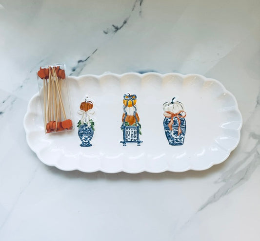 Pumpkin Topiary Tray and Toothpick Set