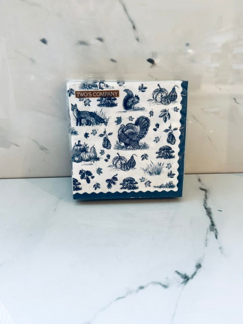 Blue Harvest Toile Cocktail Napkins