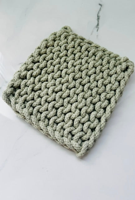 Light Grey 8" Square Crocheted Pot Holder