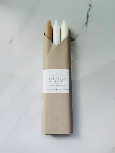 12" Taper Combo Candle Set - Linen