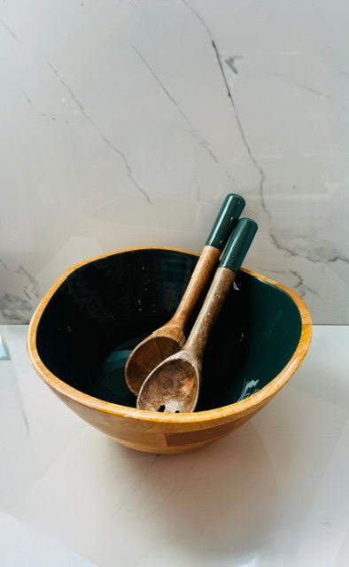 Montauk Bowl and Server Set - Dark Green