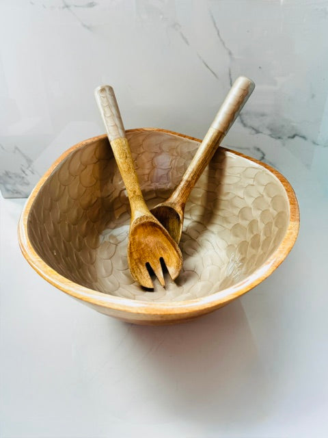 Pearlized Bowl and Server Set - Gold