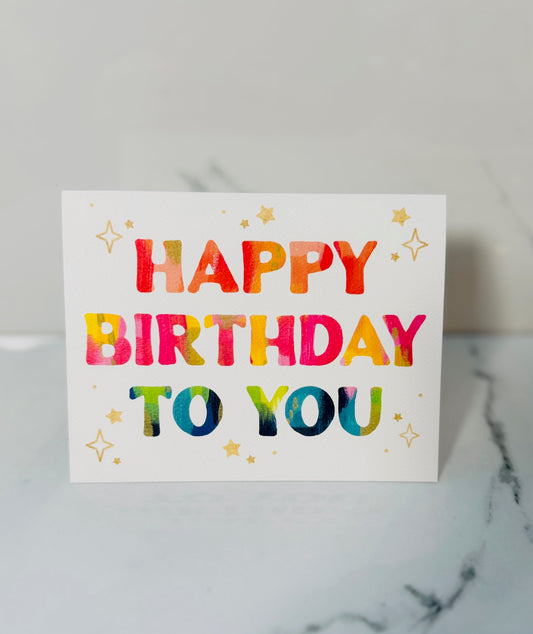 Starry Rainbow Happy Birthday Card