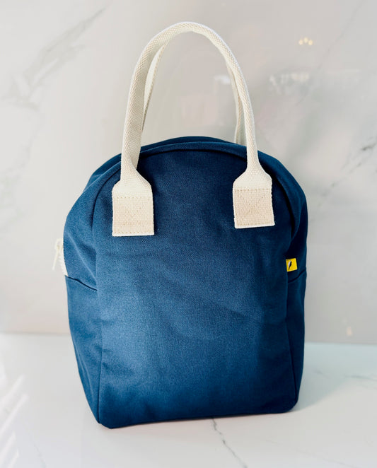 Navy Zipper Lunch Bag