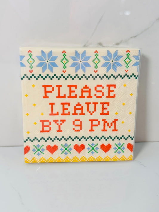 Leave By 9PM Cocktail Napkins