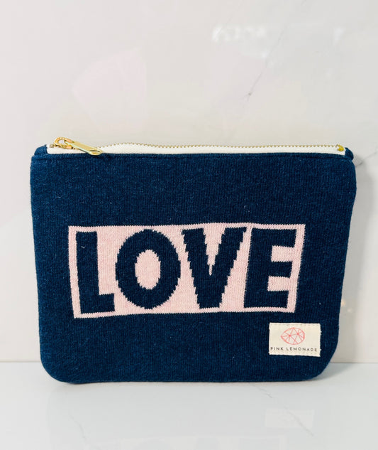 Navy and Pink LOVE Zip Pouch