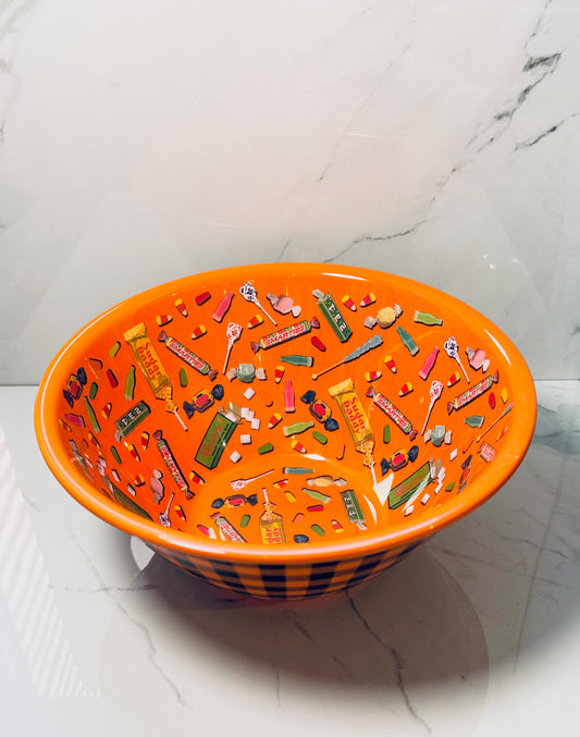 Orange and Black Gingham Bowl