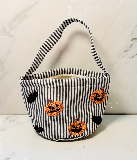 Pumpkin Beaded Halloween Bucket