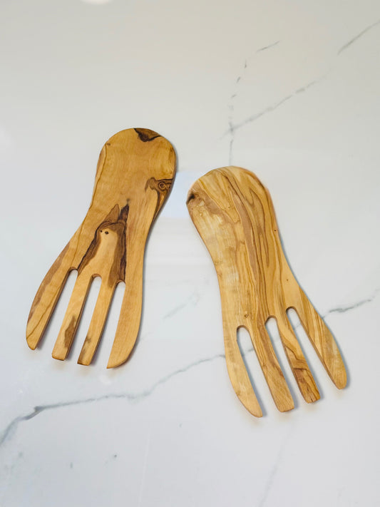 Natural Olive Wood Serving Forks