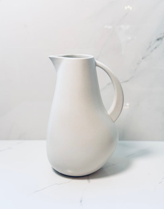 Matte White Stoneware Pitcher