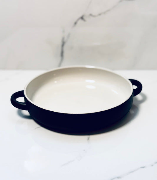 Stoneware Serving Dish with Handles - Matte Black & Shiny White