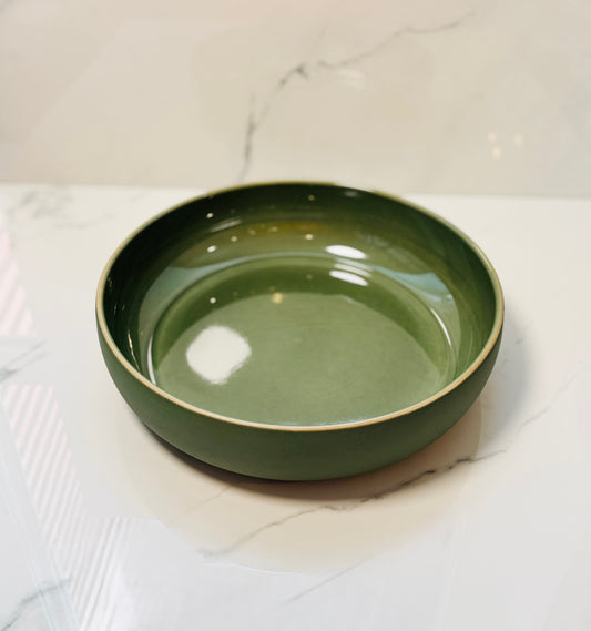 Shallow Green Serving Bowl