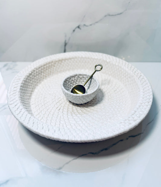 Woven Stoneware Chip and Dip Set